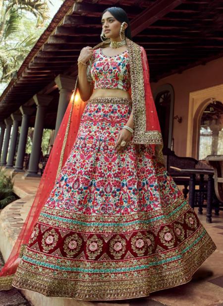 Multi Color Art Silk Wedding Wear Sequins Work Lehenga Choli
