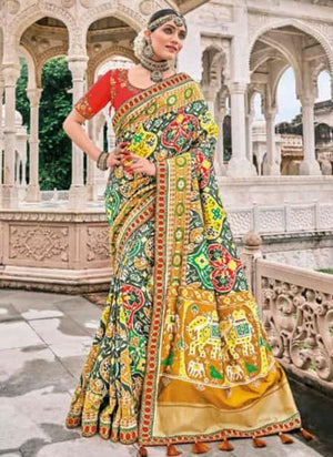 Multi Color Pure Silk Reception Wear Weaving Saree