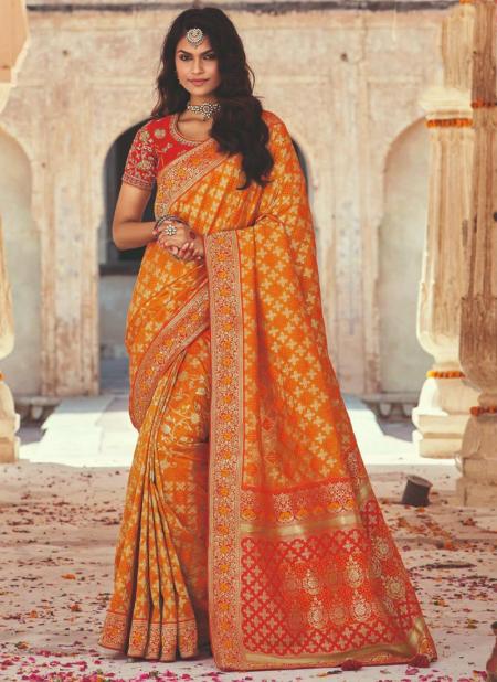 Musterd Banarasi Silk Wedding Wear Weaving Saree