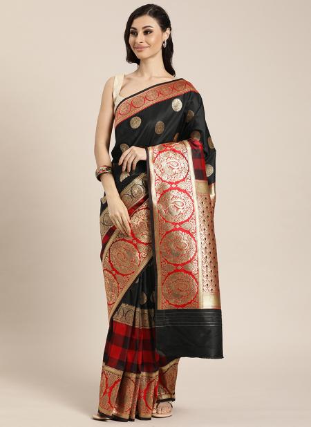 New Black Silk Festival Wear Weaving Saree