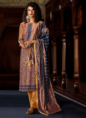 Peach Pure Velvet Traditional Wear Digital Printed Palazzo Suit