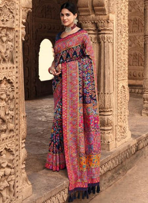 Pink Banarasi Silk Wedding Wear Weaving Saree