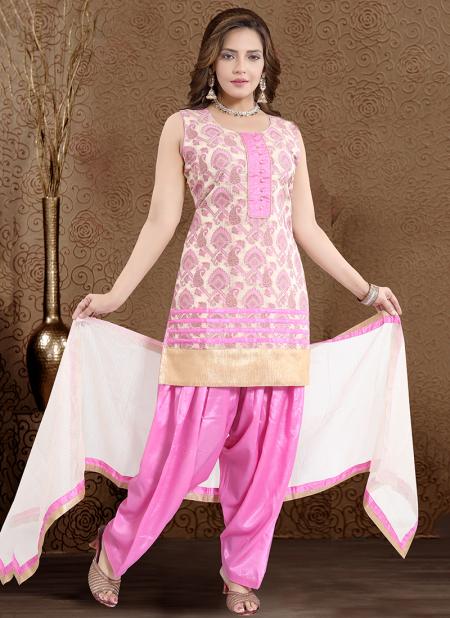 Light Pink Banglori Silk Traditional Wear Chikan Work Readymade Patiala Suit