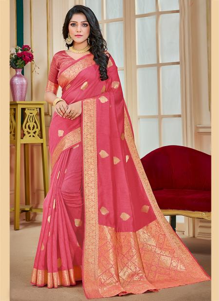 Pink Cotton Silk Traditional Wear Weaving Saree