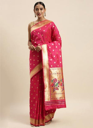 Pink Silk Traditional Wear Weaving Saree
