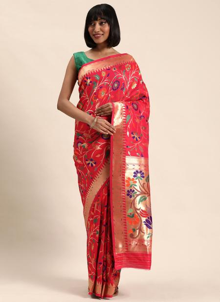 Pink Silk Wedding Wear Weaving Saree