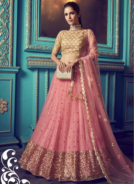Pink Soft Net Reception Wear Sequins Work Lehenga Choli