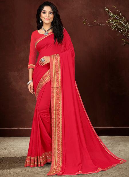 Pink Vichitra Silk Traditional Wear Stone Work Saree
