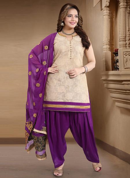 Purple Banglori Silk Traditional Wear Resham Work Readymade Patiala Suit