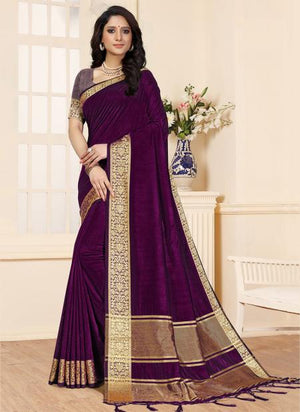 Purple Soft Silk Festival Wear Weaving Saree