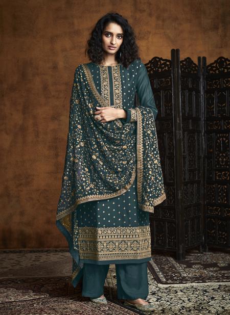 Rama Georgette Reception Wear Embroidery Work Palazzo Suit
