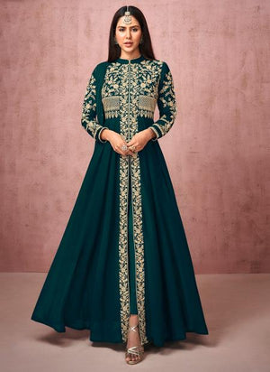 Rama Real Georgette Wedding Wear Embroidery Work Anarkali Suit