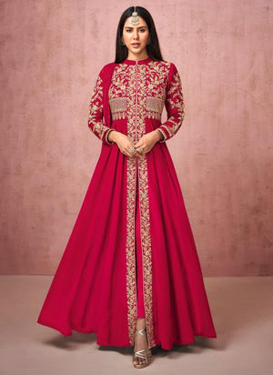 Rani Real Georgette Wedding Wear Embroidery Work Anarkali Suit