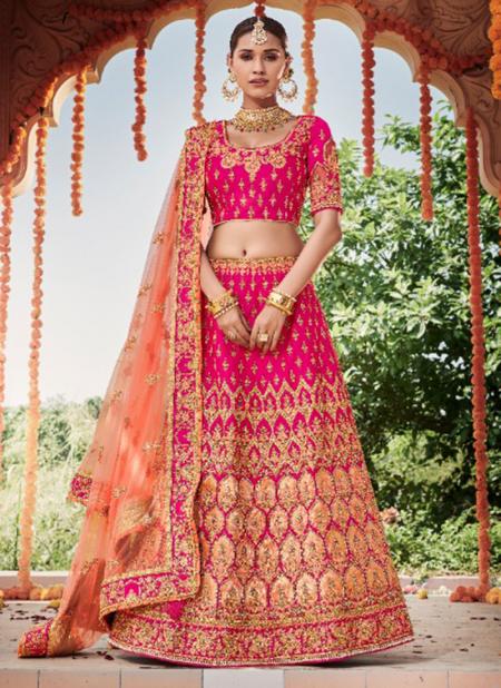Rani Silk Bridal Wear Heavy Embroidery Work Lehenga Choli