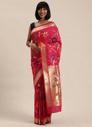 Rani Silk Wedding Wear Weaving Saree