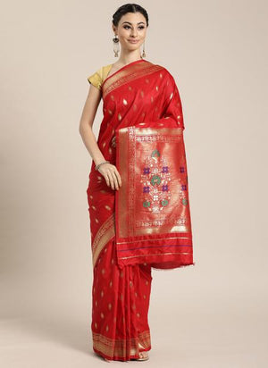 Red Silk Wedding Wear Weaving Saree