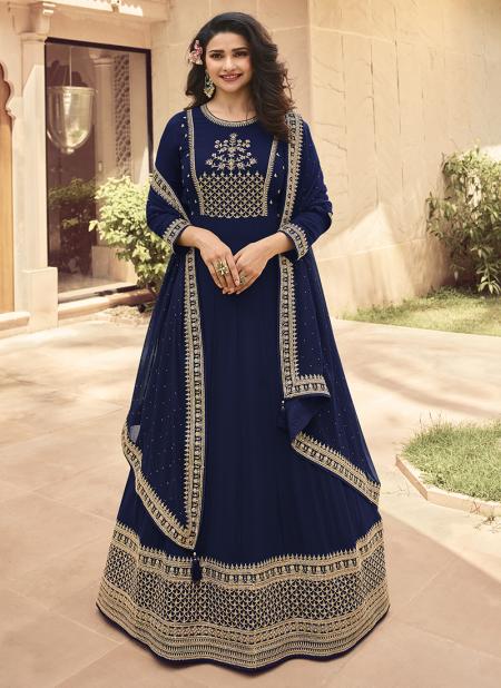 Royal Blue Georgette Reception Wear Embroidery Work Anarkali Suit