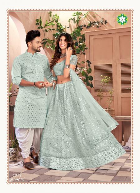 Sky Blue Net Wedding Wear Sequins Work Lehenga Choli