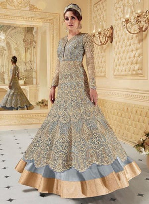 Sky blue  Net Reception Wear Heavy Embroidery Work Anarkali Suit