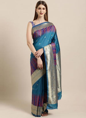 Sky blue Silk Traditional Wear Weaving Saree
