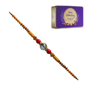 1 Rakhi - Stone Rakhi With Cadbury Celebration Rich Dryfruit Chocolate Box