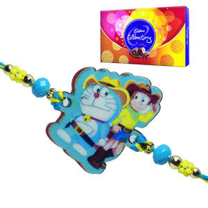 1 Rakhi - Stylish Doraemon Rakhi With Cadbury Celebration Chocolate Box (130g)