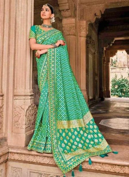 Teal green Pure Silk Reception Wear Weaving Saree