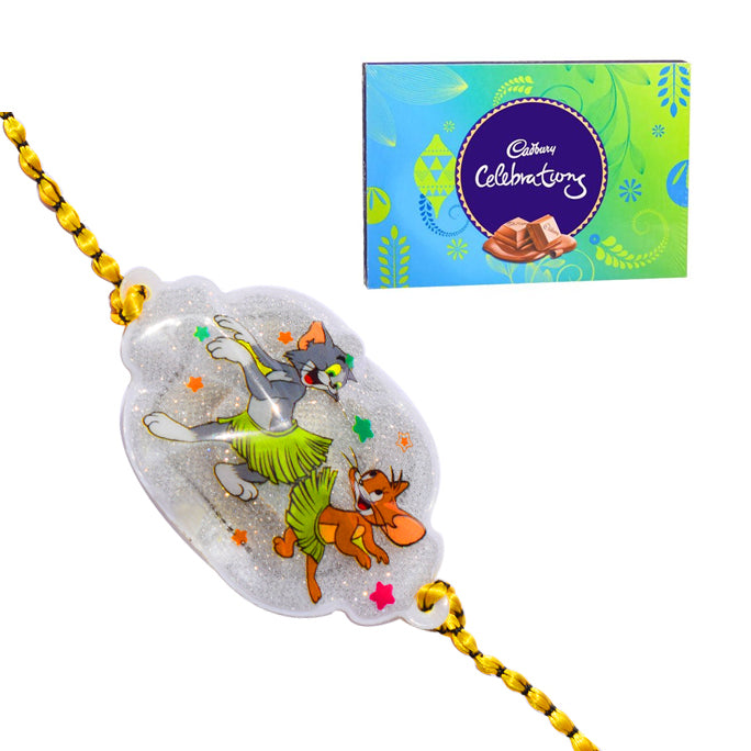 1 Rakhi - Tom And Jerry Lights Rakhi With Cadbury Celebration Chocolate Box 130g