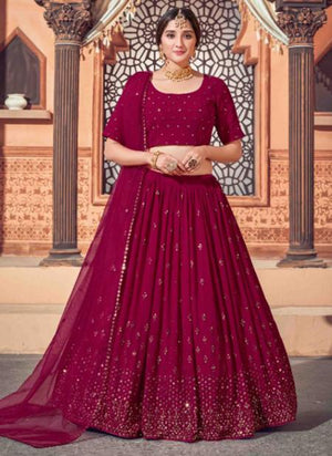 Violet Georgette Party Wear Sequins Work Lehenga Choli