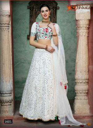 White Georgette Party Wear Sequins Work Lehenga Choli