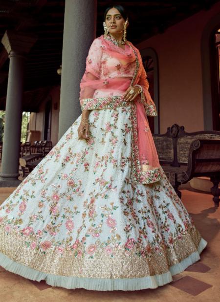 White Georgette Wedding Wear Sequins Work Lehenga Choli
