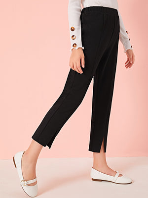 Girls Elastic Waist Split Hem Pants