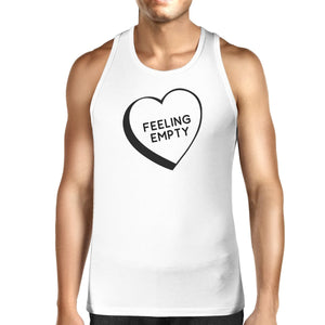 Men's Tank Tops - Feeling Empty Heart White Cotton Tanks For Men Humorous Design Top