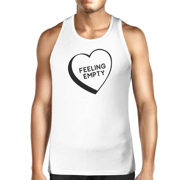 Men's Tank Tops - Feeling Empty Heart White Cotton Tanks For Men Humorous Design Top