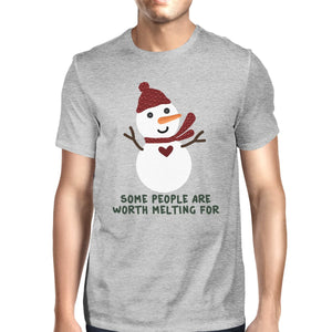 Some People Are Worth Melting For Snowman Mens Grey Shirt