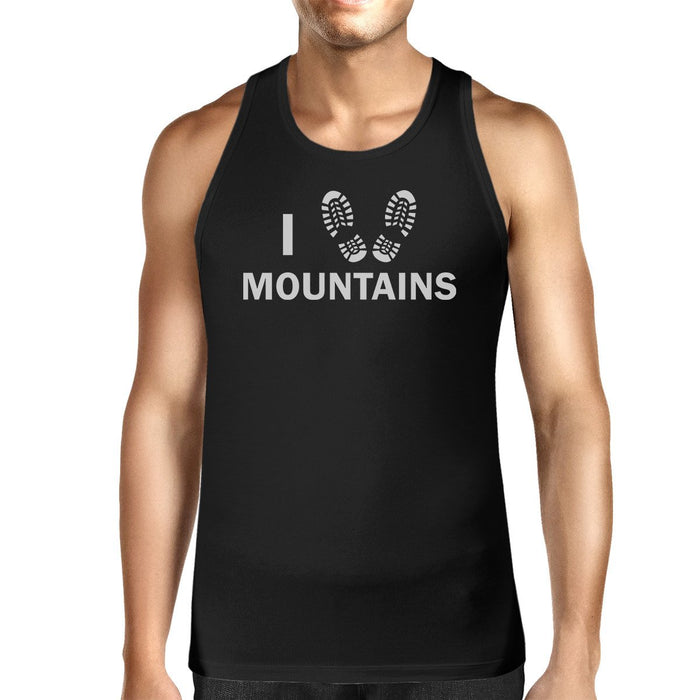 Workout Tank Tops - I Heart Mountains Men's Black Cotton Tanks For Mountain Lovers
