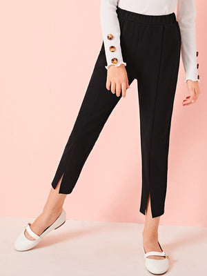 Girls Elastic Waist Split Hem Pants