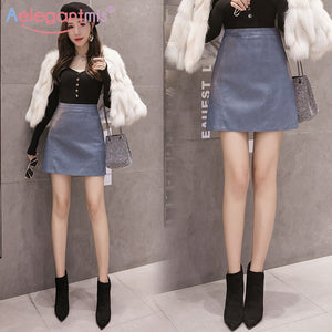 Women Pu Leather Skirt Casual