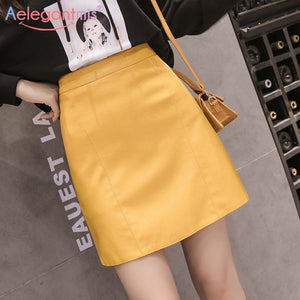 Women Pu Leather Skirt Casual