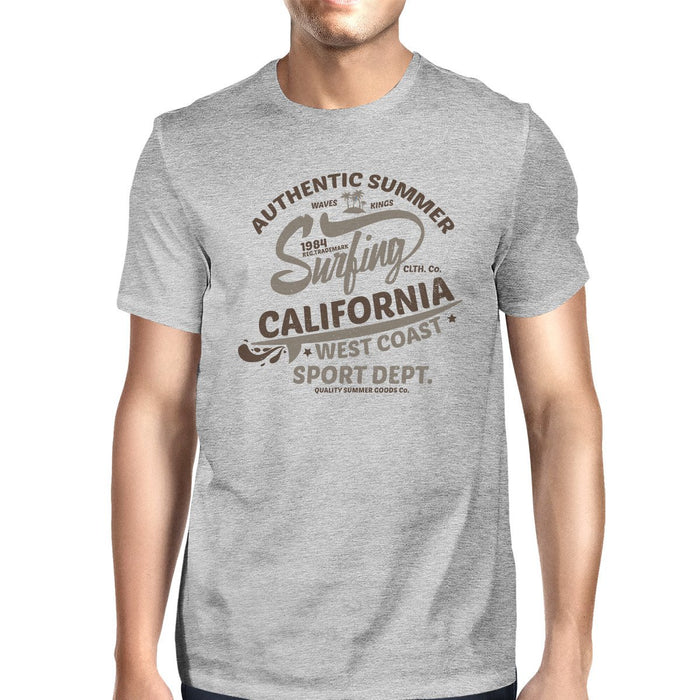Authentic Summer Surfing California Mens Grey Shirt