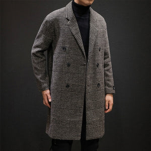 Casual Double Breasted Mens Wool Overcoat