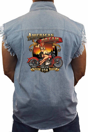 Men's Sleeveless Denim Shirt American Dream Made in the USA Biker