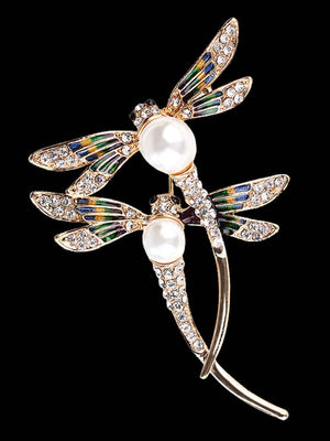 Fancy Brooches - Double Dragonfly Design Brooch