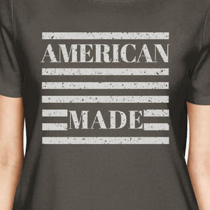 American Made Womens Dark Grey T Shirt Vintage Printing Graphic Tee