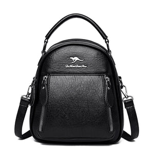 Mini Leather Backpacks for Women Multifunction Travel Backpack Kangaroo Backpacks Sac a Dos School Bags for Teenage Girls
