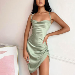 Satin Bodycon Backless Dress