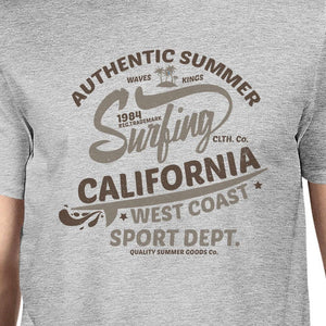 Authentic Summer Surfing California Mens Grey Shirt