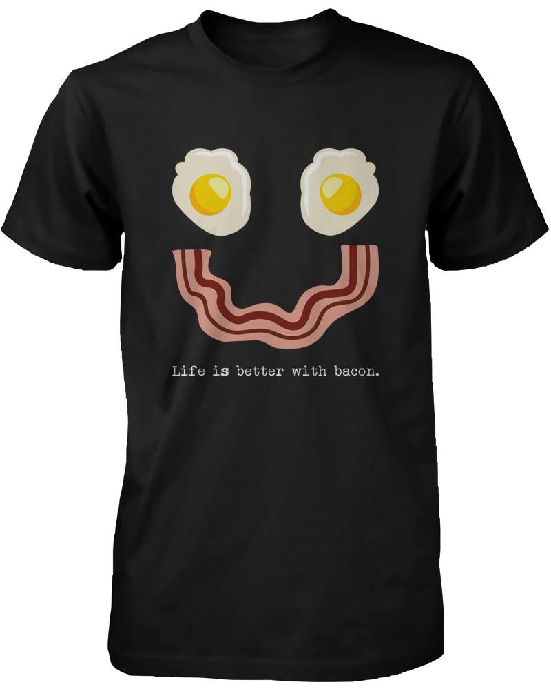 Bacon and Egg Smiley Face Men's T-shirt - Short Sleeve Tee for Bacon Lovers