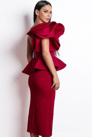 Women Dresses - Red Ankle Length Cocktail Dress