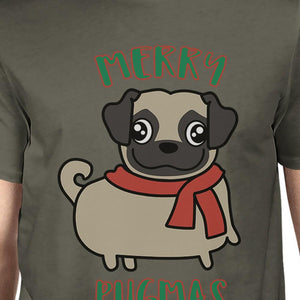 Merry Pugmas Pug Mens Dark Grey Shirt